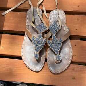 Laidbacklonden Embellished Leather Sandals‎ Size 41